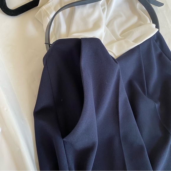 Tommy Hilfiger Two-Tone Navy Blue & White Jumpsuit With Belt Stretch Size 2 - Picture 9 of 13
